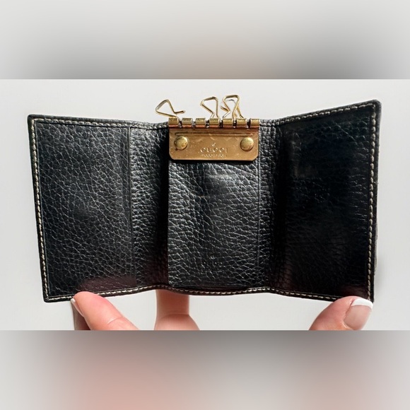 Auth Gucci GG Logo Key Holder Case Black Monogram Canvas Leather Italy COA - Picture 3 of 15